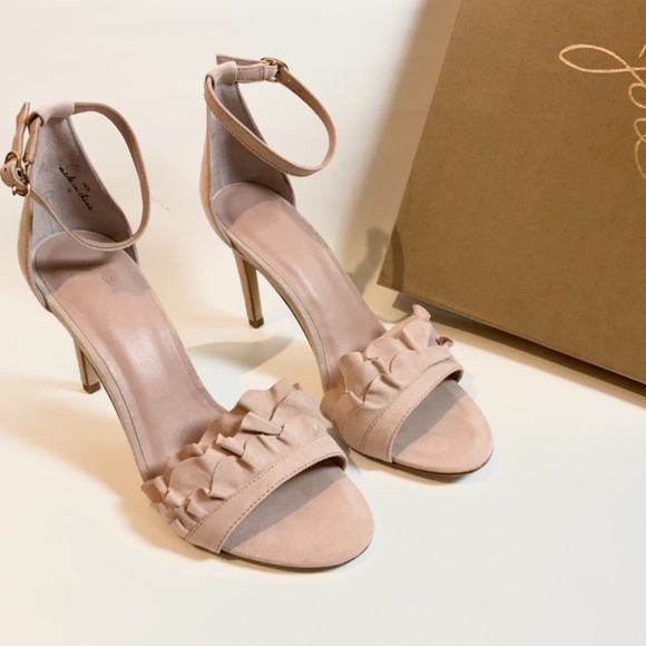 Joie Pink Abigail Ruffled Suede Heel Pump Sandal - Picture 9 of 16
